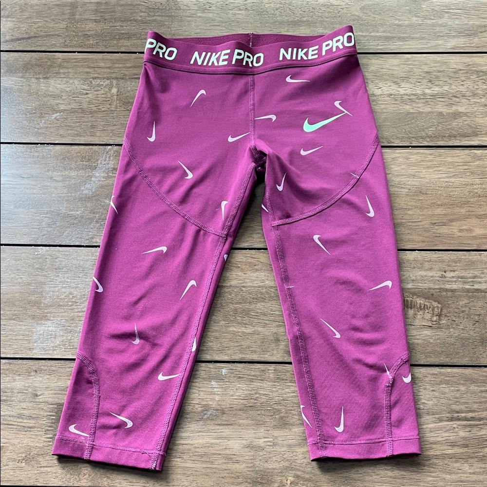 Nike Kids' Magenta Leggings with Swoosh Accents